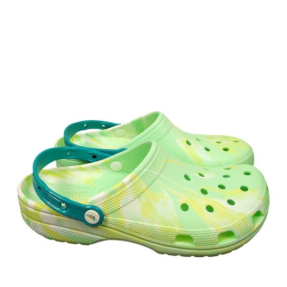 Crocs Men's Margaritaville Classic Clogs Sz 10 Women's 12 Green Yellow Tie Dye - Picture 5 of 14